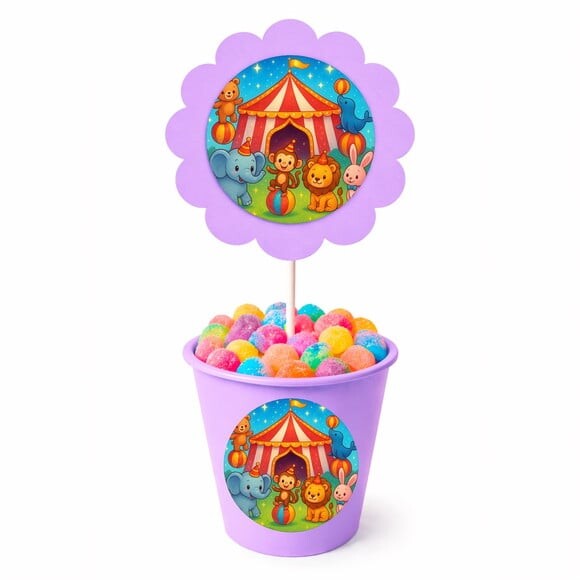 Centro de Mesa Flor Personalizado Circo Encantado