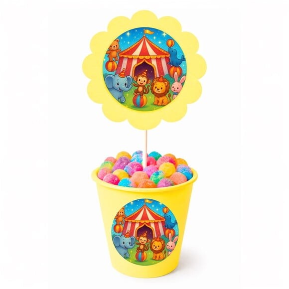Centro de Mesa Flor Personalizado Circo Encantado