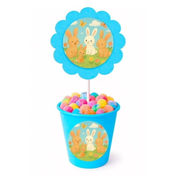 Centro de Mesa Flor Personalizado Coelhinhos