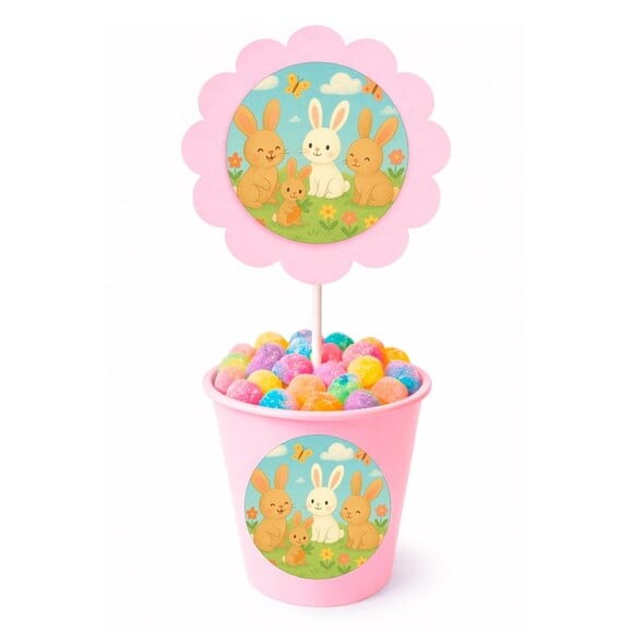 Centro de Mesa Flor Personalizado Coelhinhos