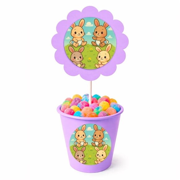 Centro de Mesa Flor Personalizado Coelhinhos Baby