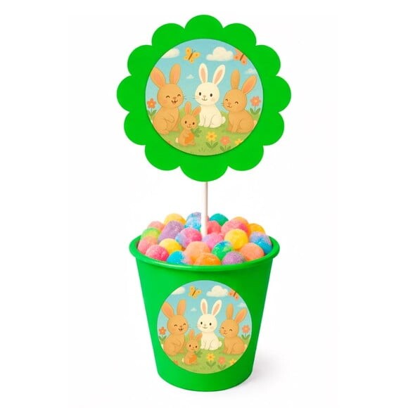 Centro de Mesa Flor Personalizado Coelhinhos