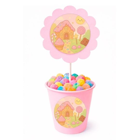 Centro de Mesa Flor Personalizado Confeitaria Kids