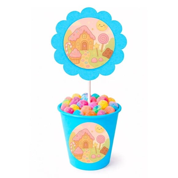 Centro de Mesa Flor Personalizado Confeitaria Kids