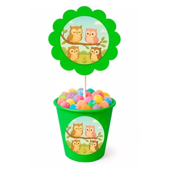 Centro de Mesa Flor Personalizado Corujinhas