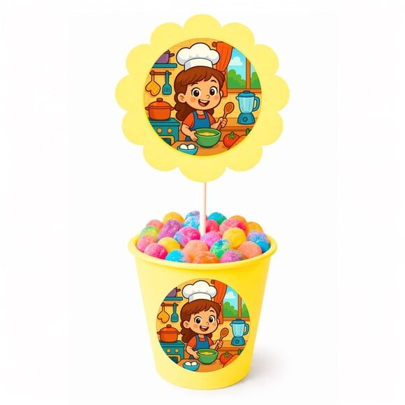 Centro de Mesa Flor Personalizado Cozinha Kids
