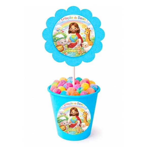 Centro de Mesa Flor Personalizado Criação de Deus