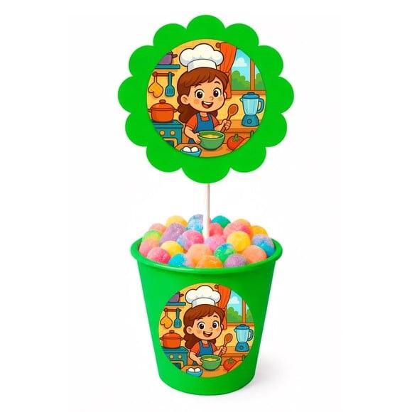 Centro de Mesa Flor Personalizado Cozinha Kids