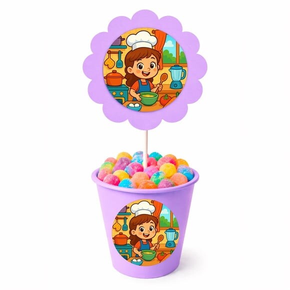 Centro de Mesa Flor Personalizado Cozinha Kids