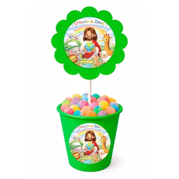 Centro de Mesa Flor Personalizado Criação de Deus