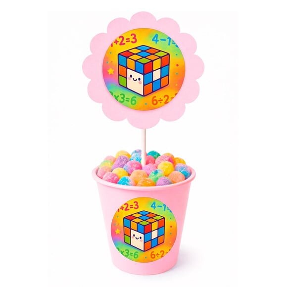 Centro de Mesa Flor Personalizado Cubo Mágico