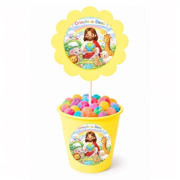 Centro de Mesa Flor Personalizado Criação de Deus