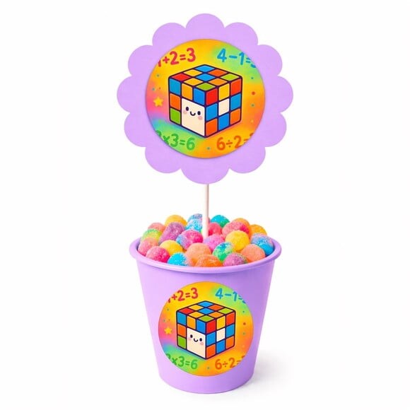 Centro de Mesa Flor Personalizado Cubo Mágico