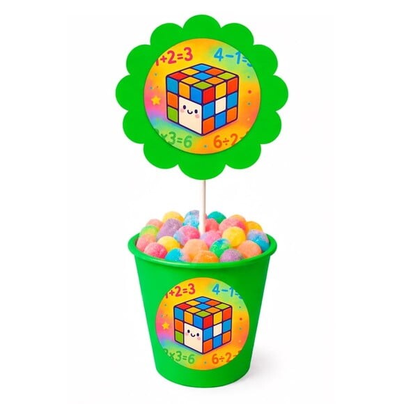 Centro de Mesa Flor Personalizado Cubo Mágico