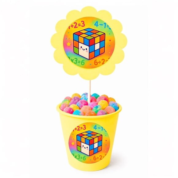 Centro de Mesa Flor Personalizado Cubo Mágico