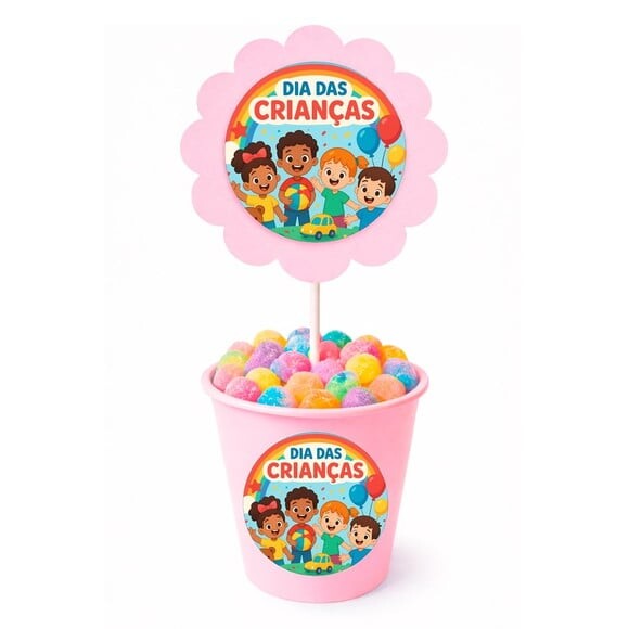 Centro de Mesa Flor Personalizado Dia das Crianças