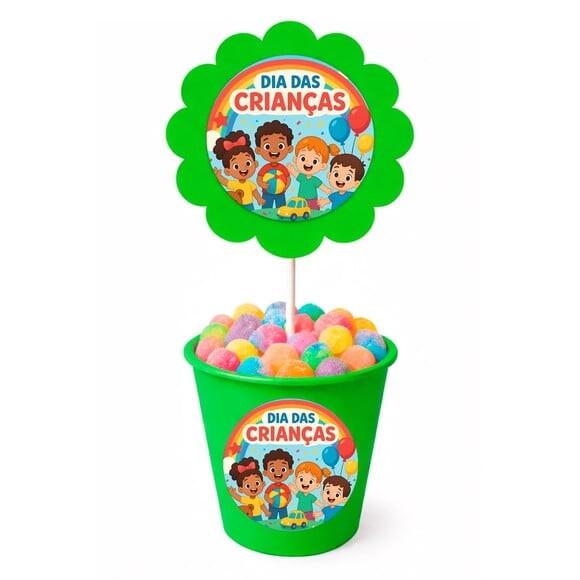 Centro de Mesa Flor Personalizado Dia das Crianças