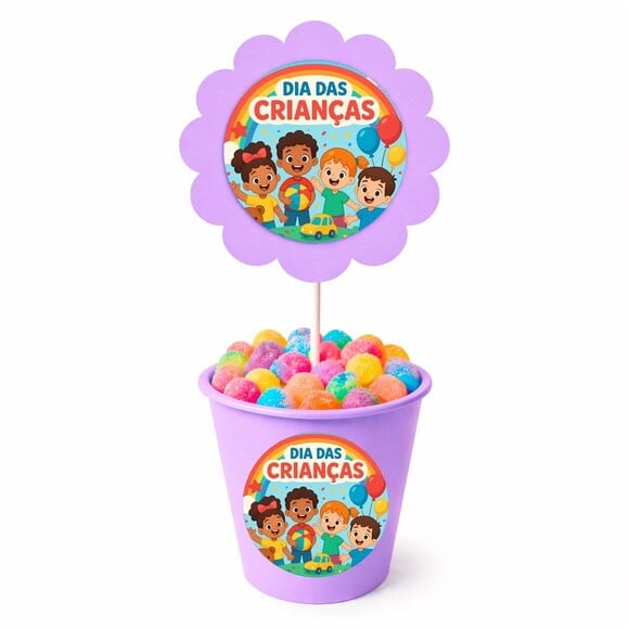 Centro de Mesa Flor Personalizado Dia das Crianças