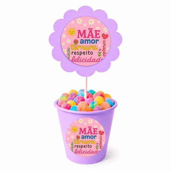 Centro de Mesa Flor Personalizado Dia das Mães