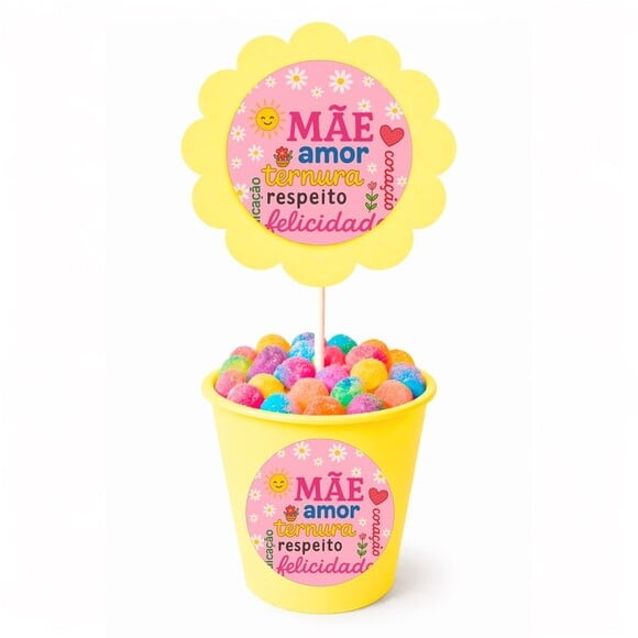 Centro de Mesa Flor Personalizado Dia das Mães