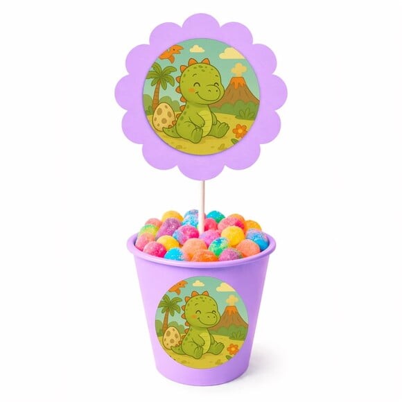 Centro de Mesa Flor Personalizado Dinossauro Baby