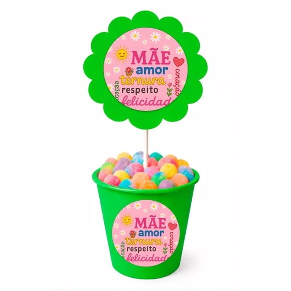 Centro de Mesa Flor Personalizado Dia das Mães