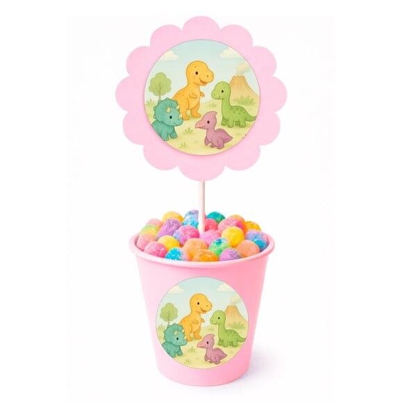 Centro de Mesa Flor Personalizado Dinossauros Baby