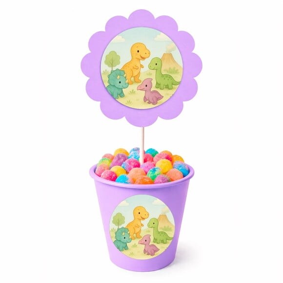 Centro de Mesa Flor Personalizado Dinossauros Baby