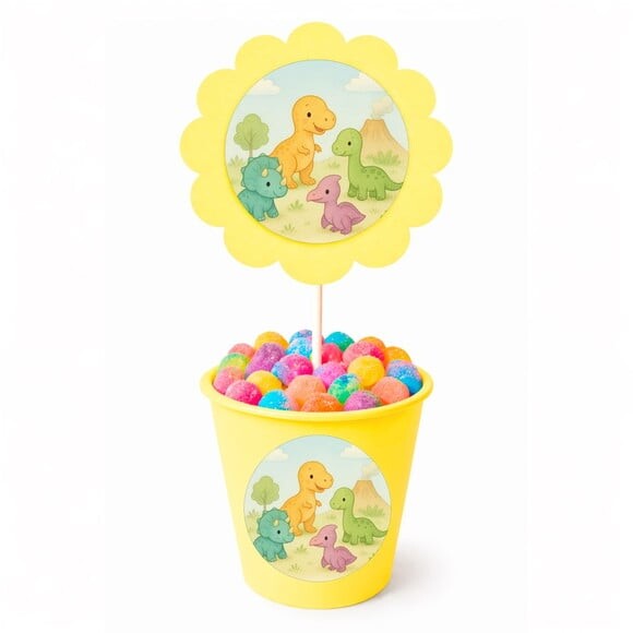 Centro de Mesa Flor Personalizado Dinossauros Baby