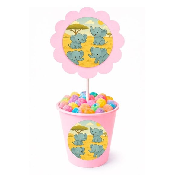 Centro de Mesa Flor Personalizado Elefantinhos