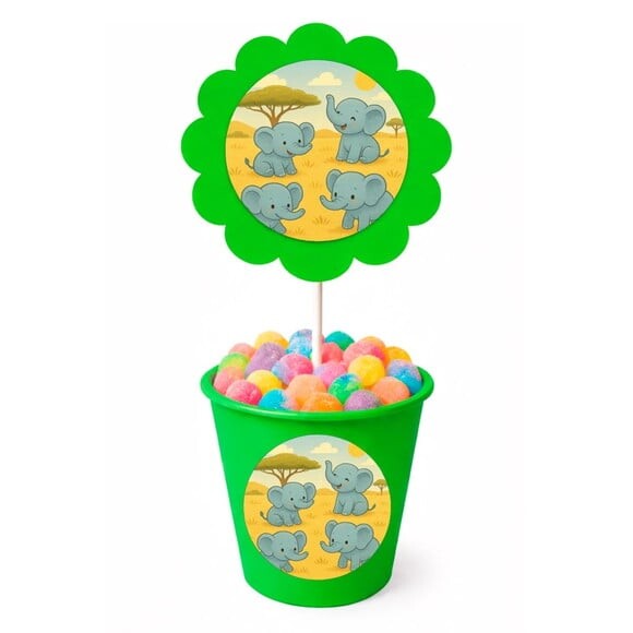 Centro de Mesa Flor Personalizado Elefantinhos