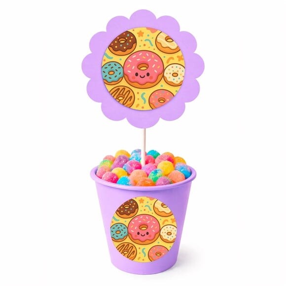 Centro de Mesa Flor Personalizado Donuts