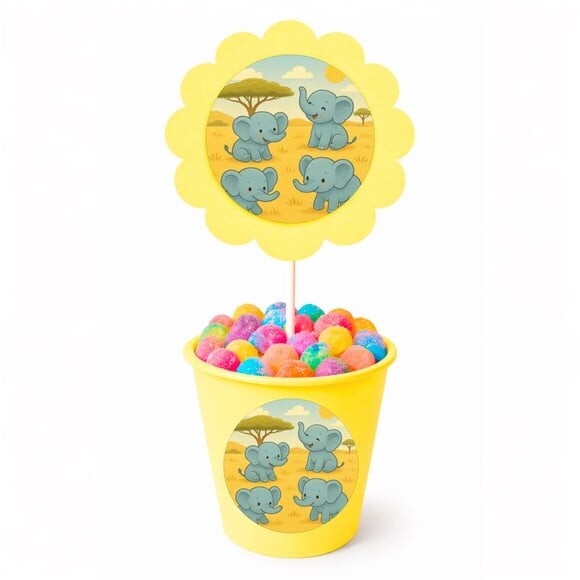 Centro de Mesa Flor Personalizado Elefantinhos