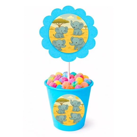 Centro de Mesa Flor Personalizado Elefantinhos
