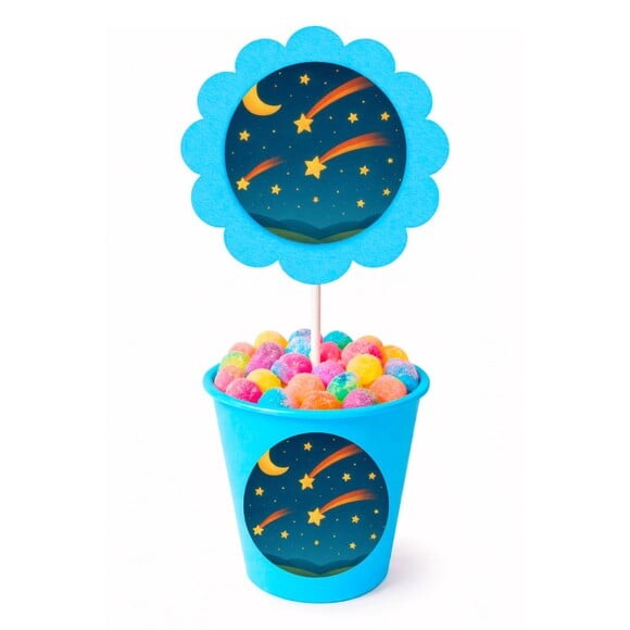 Centro de Mesa Flor Personalizado Estrelas Cadentes