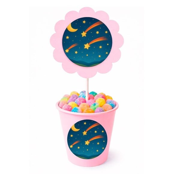 Centro de Mesa Flor Personalizado Estrelas Cadentes