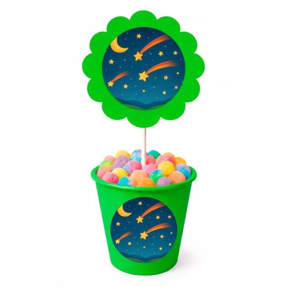 Centro de Mesa Flor Personalizado Estrelas Cadentes