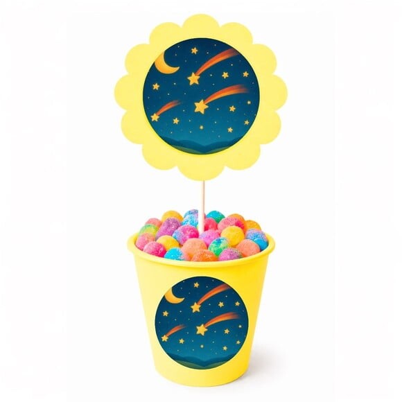 Centro de Mesa Flor Personalizado Estrelas Cadentes