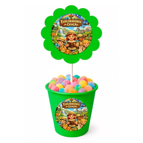 Centro de Mesa Flor Personalizado Exploradores Criação