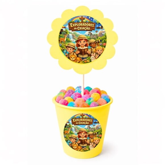 Centro de Mesa Flor Personalizado Exploradores Criação