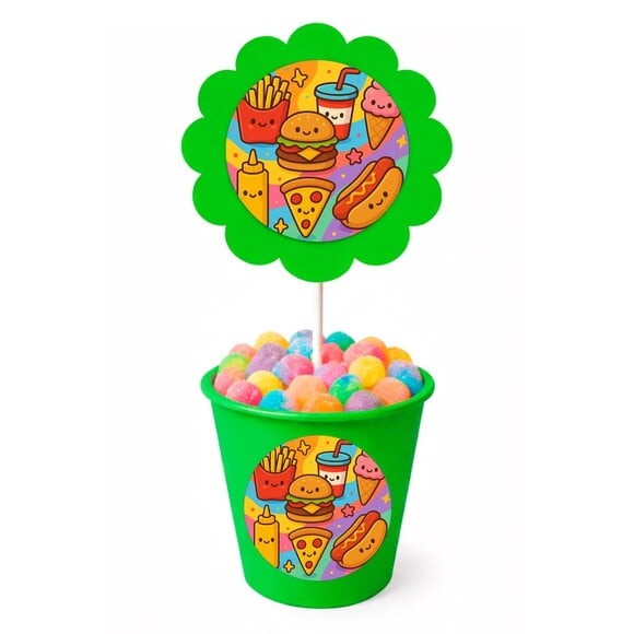 Centro de Mesa Flor Personalizado Fast Food