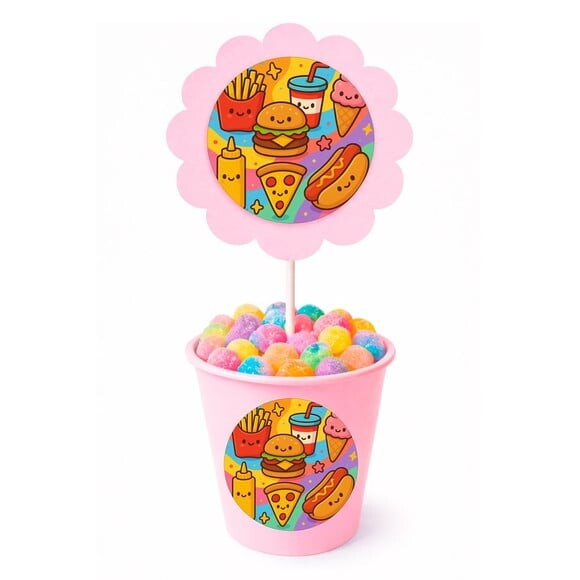 Centro de Mesa Flor Personalizado Fast Food