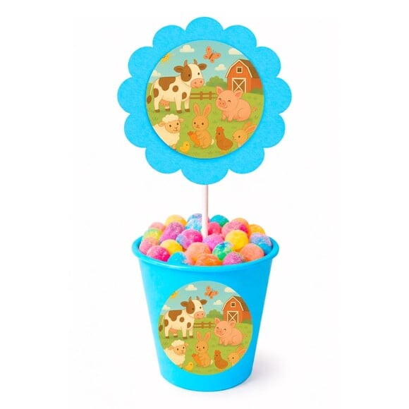 Centro de Mesa Flor Personalizado Fazendinha
