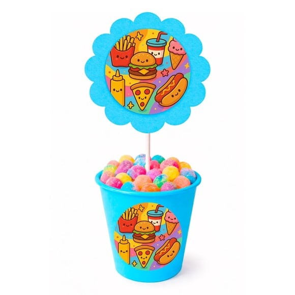 Centro de Mesa Flor Personalizado Fast Food
