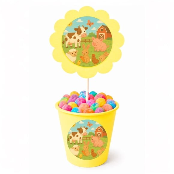 Centro de Mesa Flor Personalizado Fazendinha
