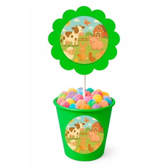 Centro de Mesa Flor Personalizado Fazendinha