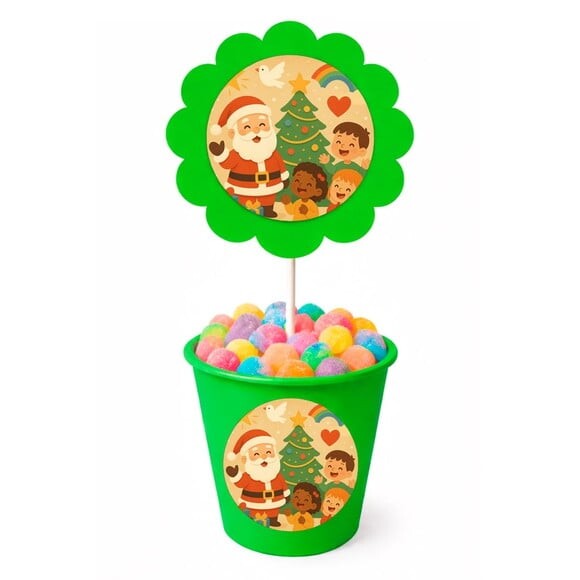 Centro de Mesa Flor Personalizado Feliz Natal
