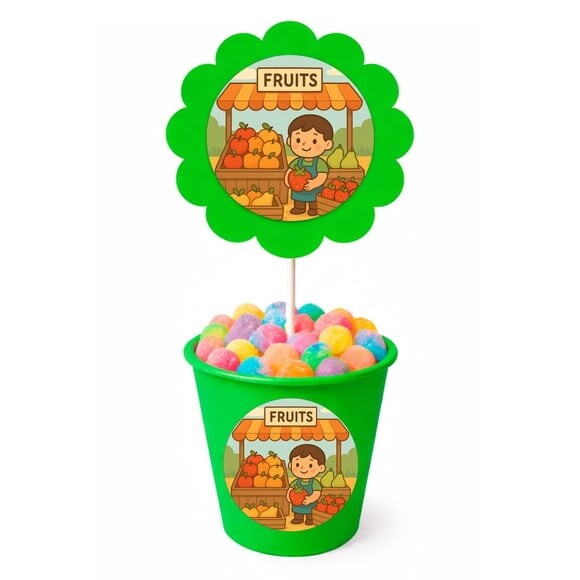 Centro de Mesa Flor Personalizado Feira de Frutas