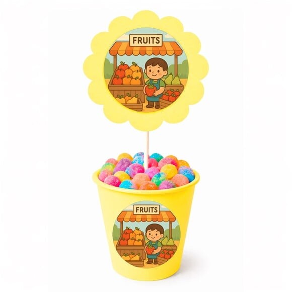 Centro de Mesa Flor Personalizado Feira de Frutas