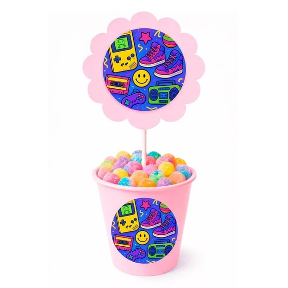 Centro de Mesa Flor Personalizado Festa Anos 90